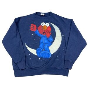 Vintage Sesame Street Elmo Sweatshirt Adult XL Crewneck 90s Sleeping‎ Moon RARE